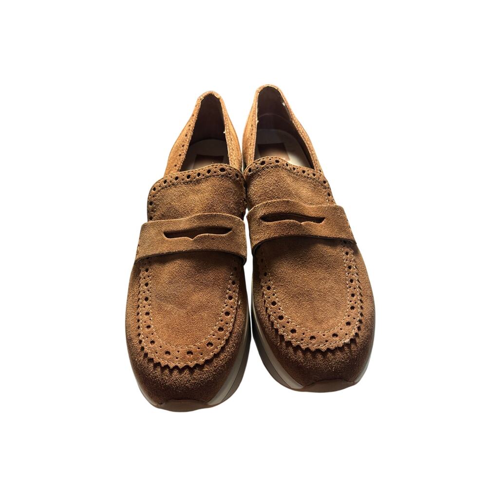 Dolce Vita Tan Suede Penny Loafers Women’s Size 11 Platform Brogue Shoes